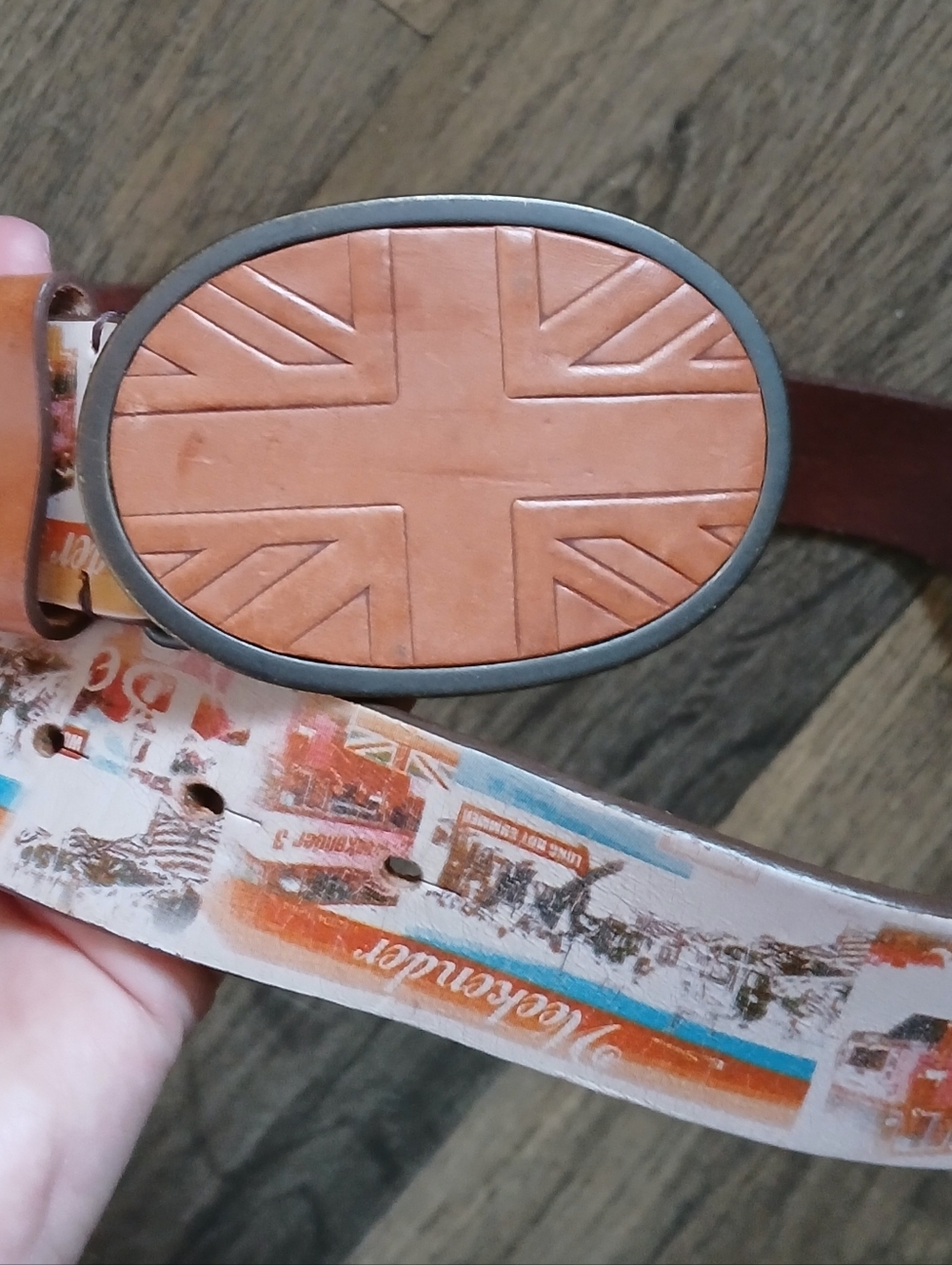Rare Ben Sherman Graphic Print Italian Leather Belt.